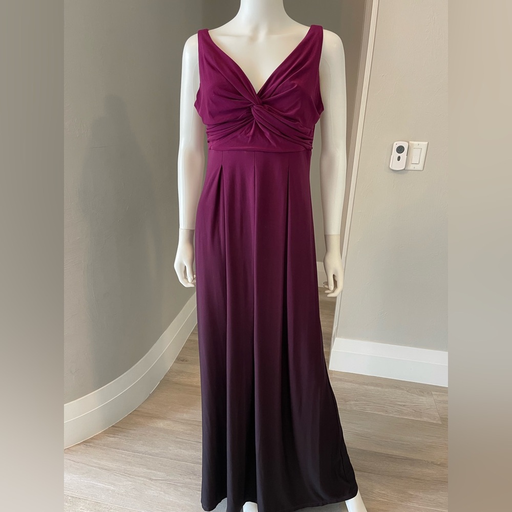 12 Ronni Nicole Deep Purple black Ombre Maxi evening Dress